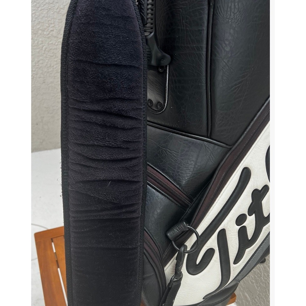 Vintage Titleist Tour Staff Golf Bag 6-Way Black White WITH Matching Rain Hood - Picture 15 of 16